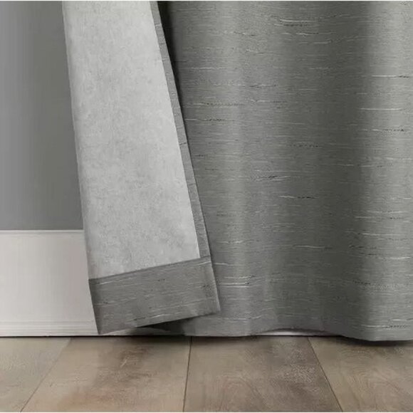 Sun Zero Wylder Textured Thermal Blackout 2 Gray Curtain Panel Set 37" x 84" - Picture 4 of 8